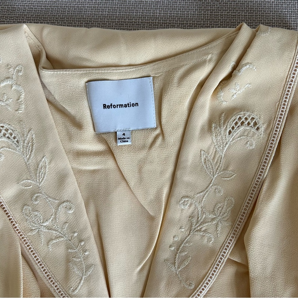 Reformation Hiroka Midi Dress - Parmesan Light Yellow Beige French - Picture 5 of 10